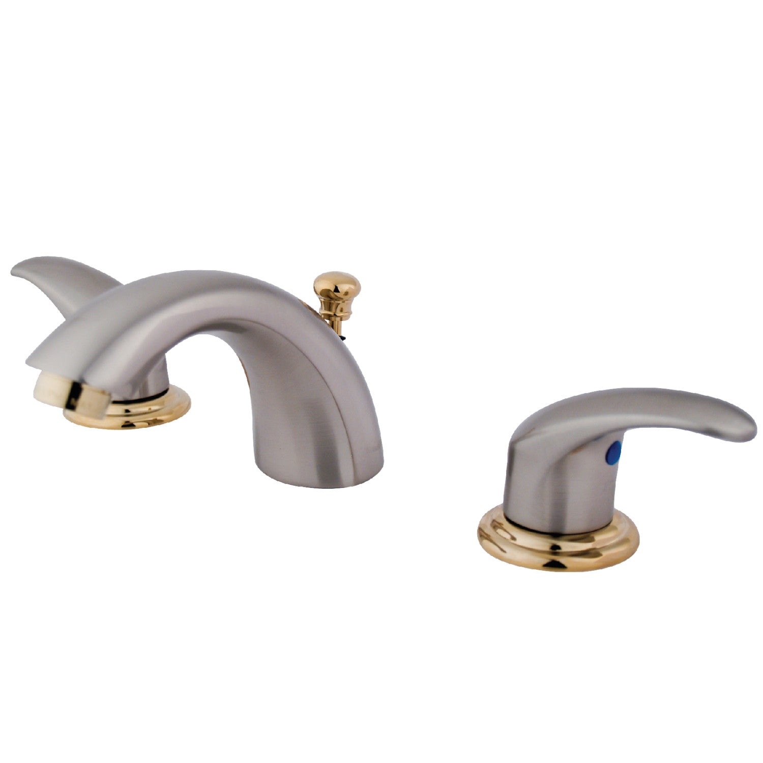 Kingston Tulare KB6959LL - Legacy Two-Handle 3-Hole Deck Mount Mini-Widespread Bathroom Faucet with Pop-Up Drain, Brushed Nickel/Polished Brass — image 1
